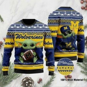 Baby YodaMichigan Wolverines Football Ugly Christmas Sweater