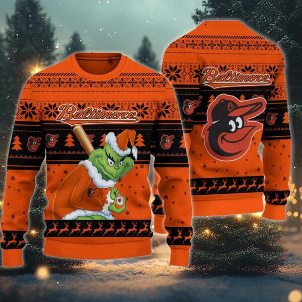 Baltimore Orioles Grinch Stolen Ugly Christmas Sweater