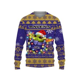 Baltimore Ravens Baby Yoda Star Wars Ugly Christmas Sweater