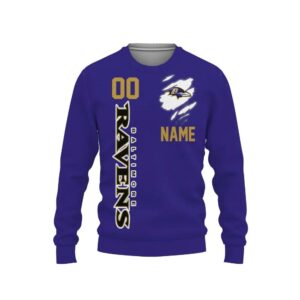 Baltimore Ravens Custom Name Number Ugly Christmas Sweater