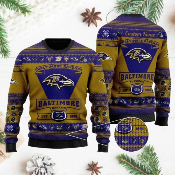 Baltimore Ravens Custom Ugly Christmas Sweater