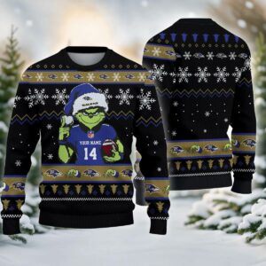 Baltimore Ravens Grinch Custom Ugly Christmas Sweater