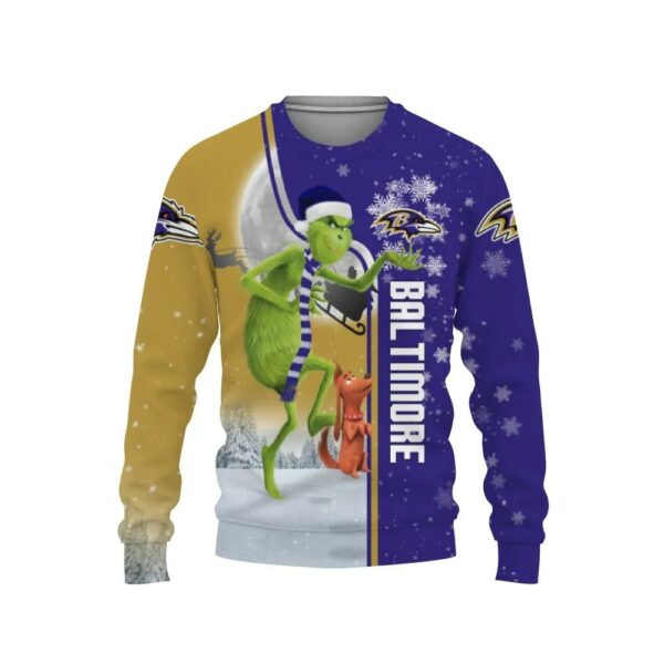 Baltimore Ravens Grinch & Scooby–Doo Ugly Christmas Sweater