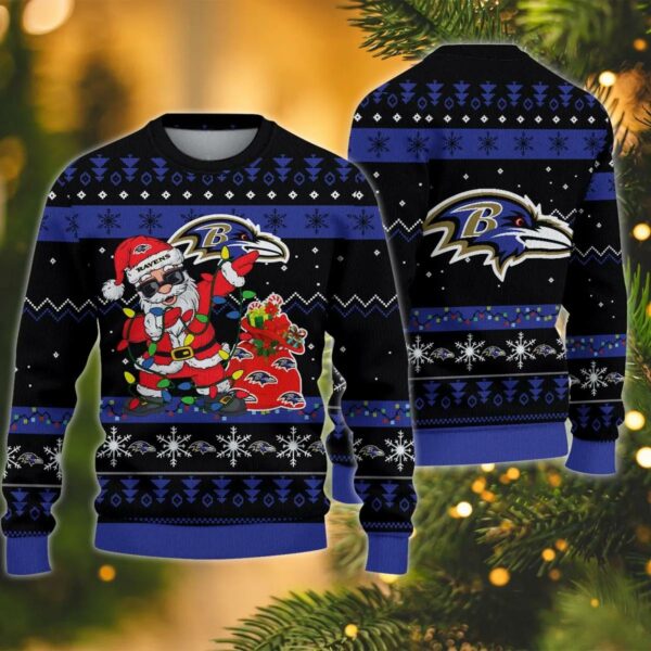 Baltimore Ravens Santa Claus Dabbing Ugly Christmas Sweater