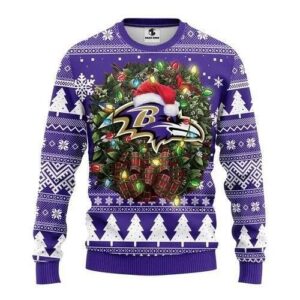 Baltimore Ravens Santa Hat Ugly Christmas Sweater