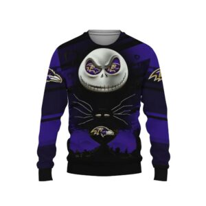 Baltimore Ravens Skelington Ugly Christmas Sweater