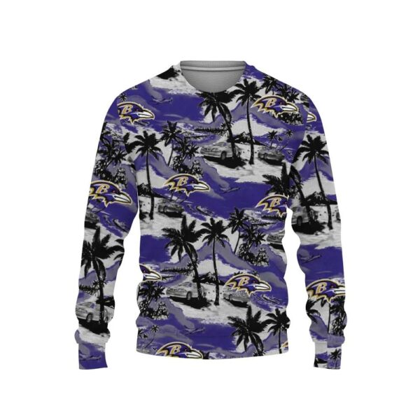 Baltimore Ravens Tropical Patterns Ugly Christmas Sweater