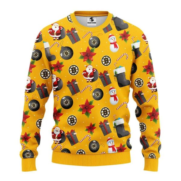 Boston Bruins Santa Claus Snowman Ugly Christmas Sweater