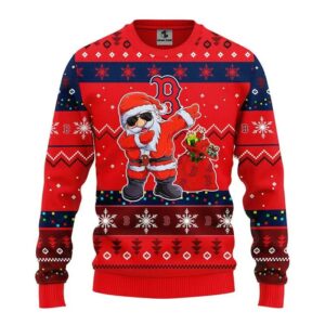 Boston Red Sox Dabbing Santa Claus Ugly Christmas Sweater