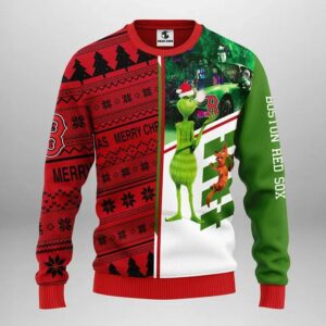 Boston Red Sox Grinch & Scooby – Doo Ugly Christmas Sweater