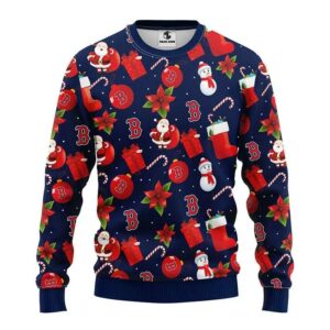 Boston Red Sox Santa Claus Snowman Ugly Christmas Sweater