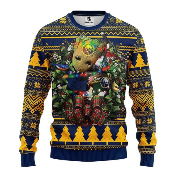 Buffalo Sabres Groot Hug Ugly Christmas Sweater