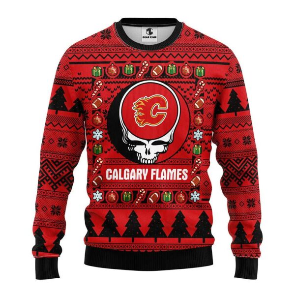 Calgary Flames Grateful Dead Ugly Christmas Sweater