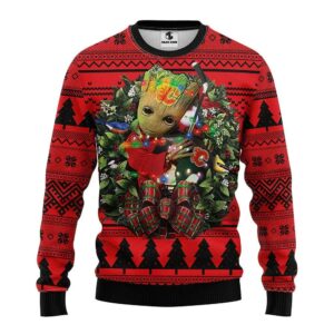 Calgary Flames Groot Hug Ugly Christmas Sweater