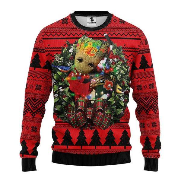 Calgary Flames Groot Hug Ugly Christmas Sweater