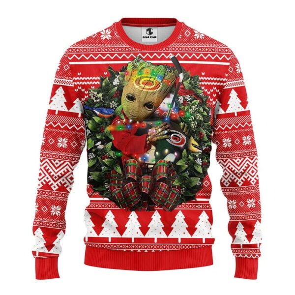 Carolina Hurricanes Groot Hug Ugly Christmas Sweater