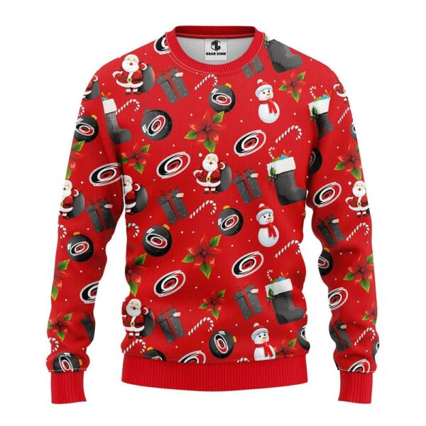 Carolina Hurricanes Santa Claus Snowman Ugly Christmas Sweater