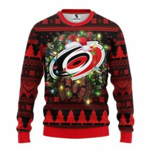 Carolina Hurricanes Santa Hat Ugly Christmas Sweater