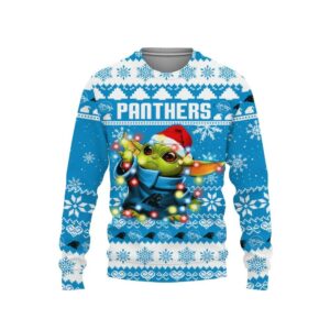 Carolina Panthers Baby Yoda Star Wars Ugly Christmas Sweater