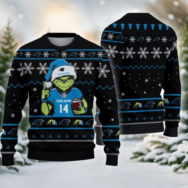 Carolina Panthers Grinch Custom Chrismas Ugly Sweater