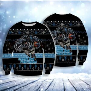 Carolina Panthers Player Rushing Ugly Christmas Sweater