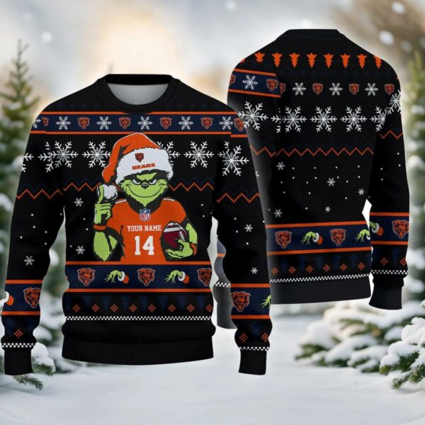 Chicago Bears Grinch Custom Ugly Christmas Sweater