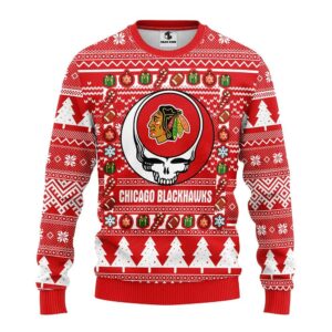 Chicago Blackhawks Grateful Dead Ugly Christmas Sweater