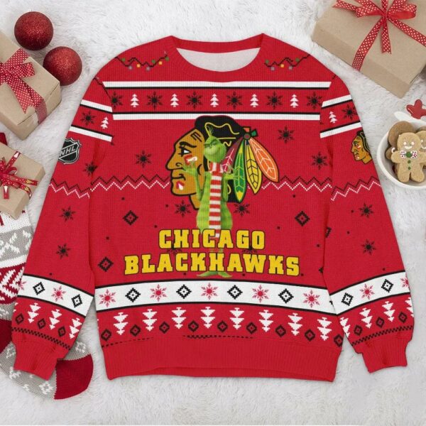 Chicago Blackhawks Grinch NHL Ugly Christmas Sweater