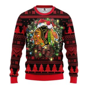 Chicago Blackhawks Santa Hat Ugly Christmas Sweater