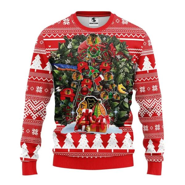 Chicago Blackhawks Tree Ball Christmas Ugly Christmas Sweater