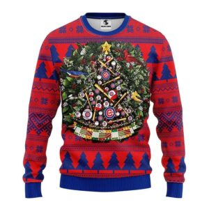 Chicago Cubs Christmas Tree Ball Ugly Christmas Sweater