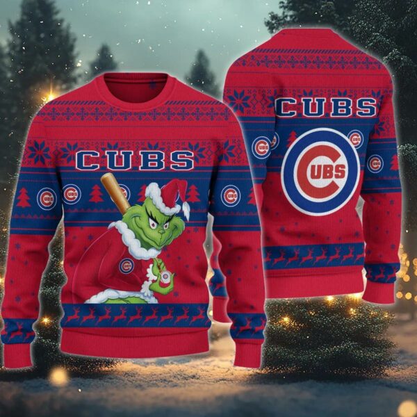 Chicago Cubs Grinch Stolen Ugly Christmas Sweater