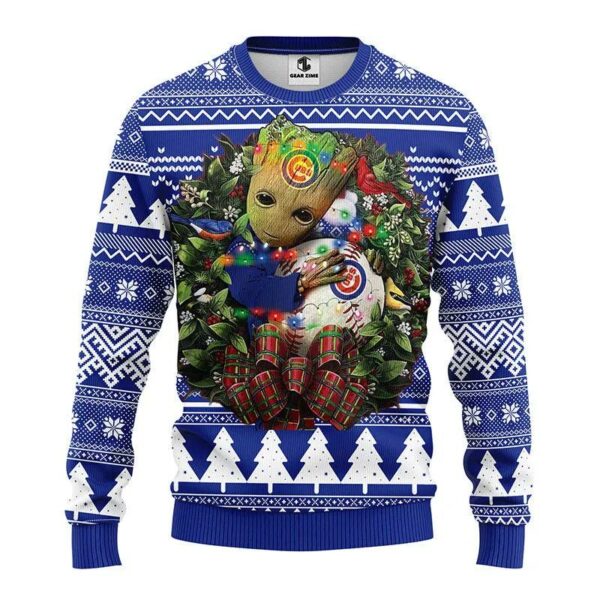 Chicago Cubs Groot Hug Ugly Christmas Sweater