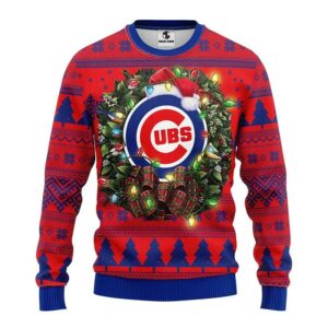 Chicago Cubs Santa Hat Ugly Christmas Sweater