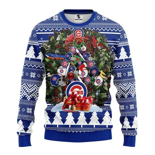 Chicago Cubs Tree Christmas Ugly Sweater