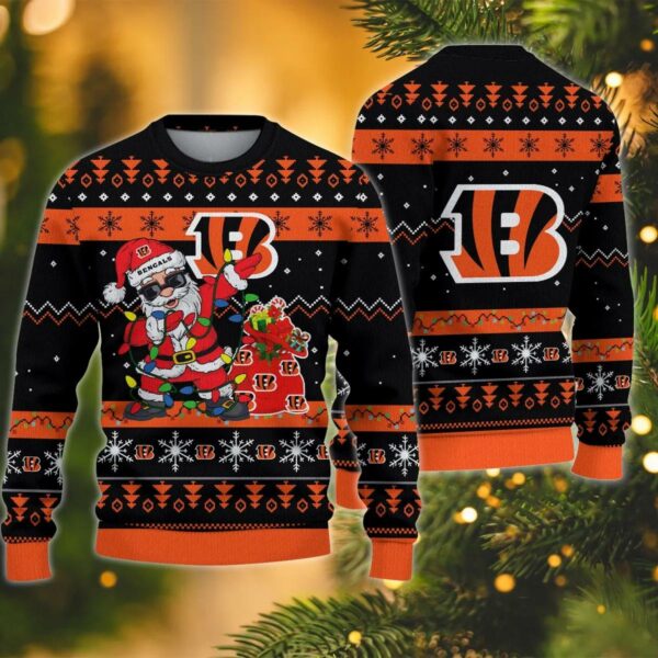 Cincinnati Bengals Santa Claus Dabbing Ugly Christmas Sweater