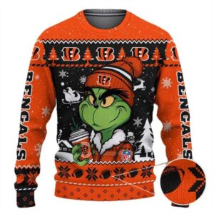 Cincinnati Bengals The Grinch Drink Coffee Ugly Christmas Sweater