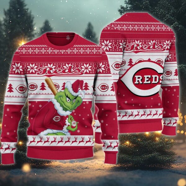 Cincinnati Reds Grinch Stolen Ugly Christmas Sweater