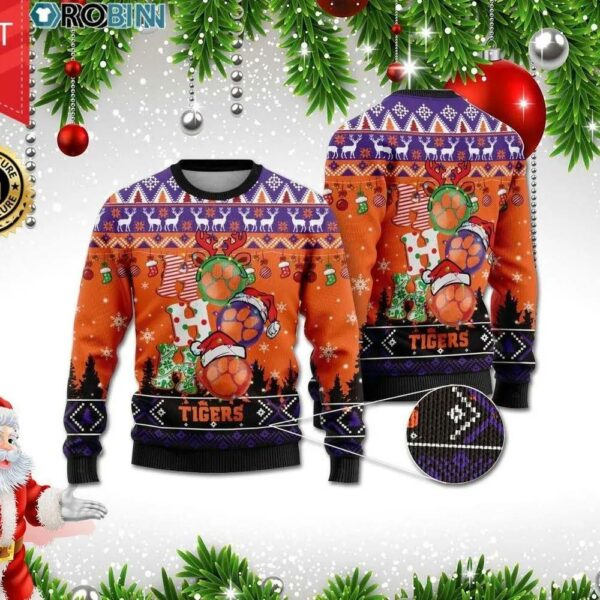 Clemson Tigers Ho Ho Ho Ugly Christmas Sweater