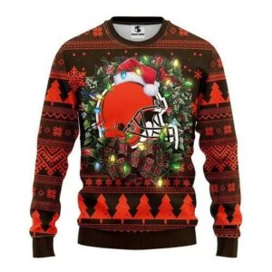 Cleveland Browns Santa Hat Ugly Christmas Sweater