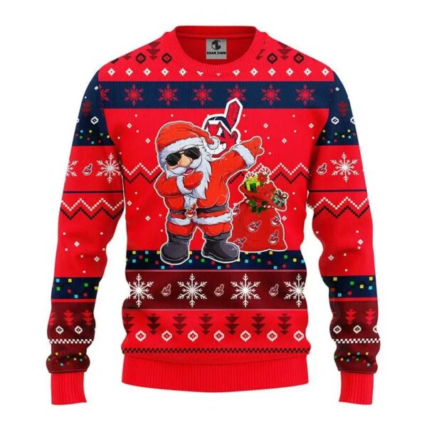 Cleveland Indians Dabbing Santa Claus Ugly Christmas Sweater