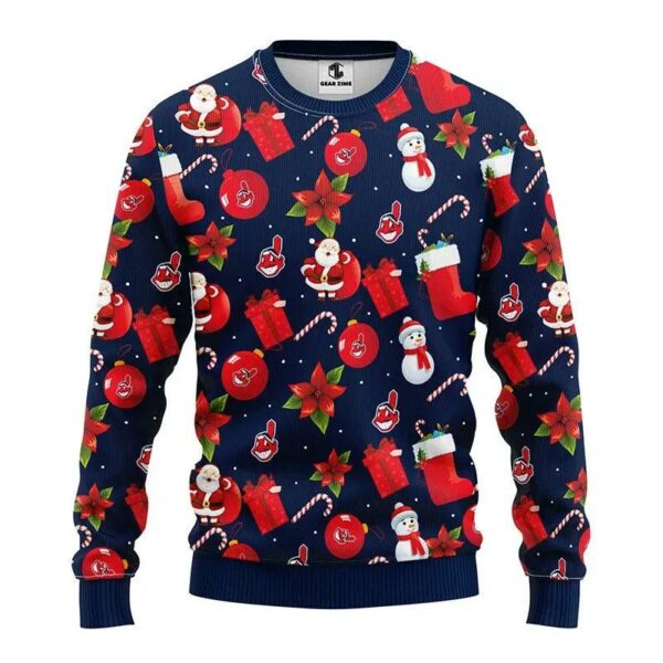 Cleveland Indians Santa Claus Snowman Ugly Christmas Sweater