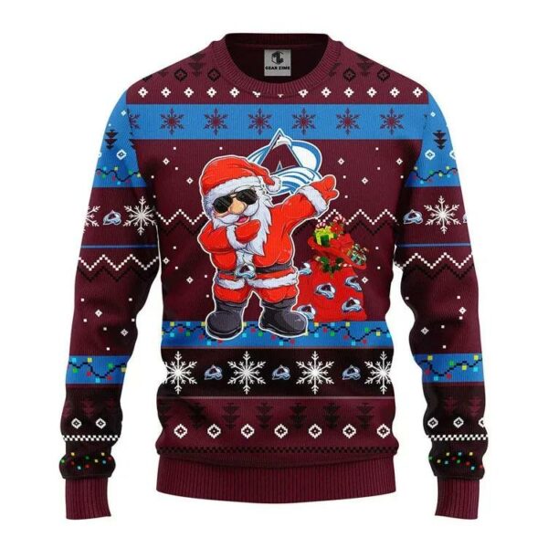 Colorado Avalanche Dabbing Santa Claus Ugly Christmas Sweater