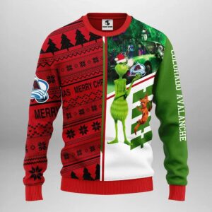 Colorado Avalanche Grinch & Scooby doo Ugly Christmas Sweater