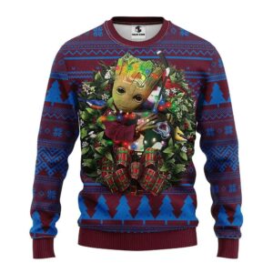 Colorado Avalanche Groot Hug Ugly Christmas Sweater