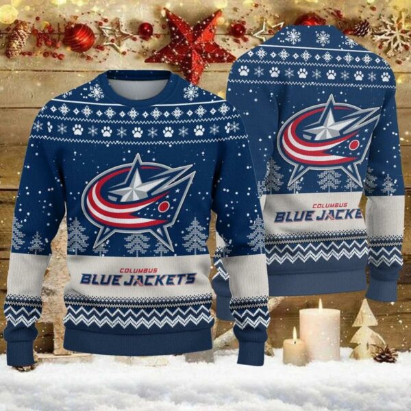 Columbus Blue Jackets Big Logo Ugly Christmas Sweater