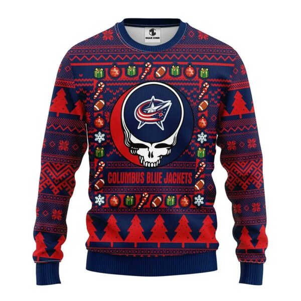 Columbus Blue Jackets Grateful Dead Ugly Christmas Sweater