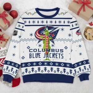 Columbus Blue Jackets Grinch NHL Ugly Christmas Sweater