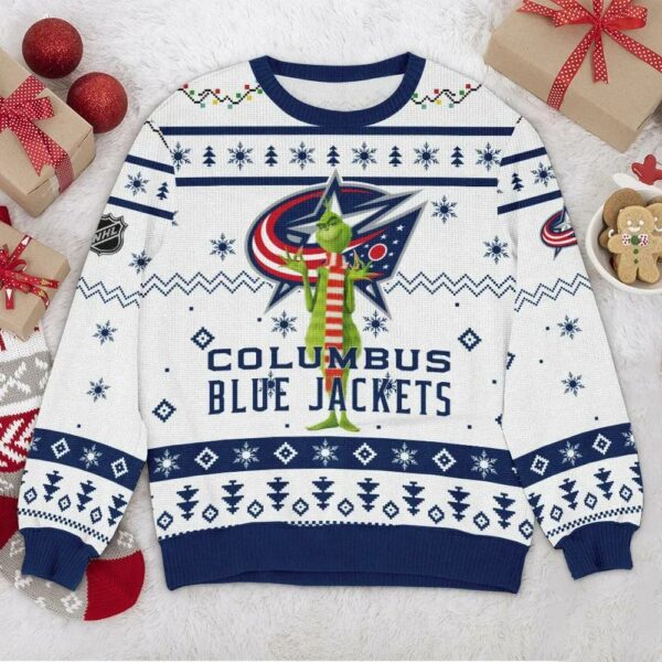 Columbus Blue Jackets Grinch NHL Ugly Christmas Sweater