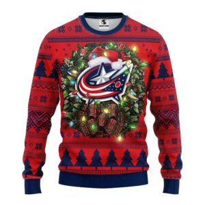 Columbus Blue Jackets Santa Hat Ugly Christmas Sweater